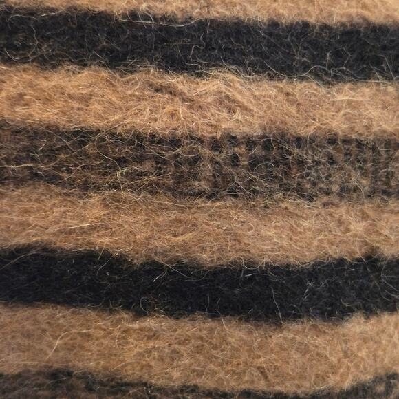 Poncho Cape Tunic One Size Black Brown Striped Super Heavy and Warm *read* - Picture 3 of 16